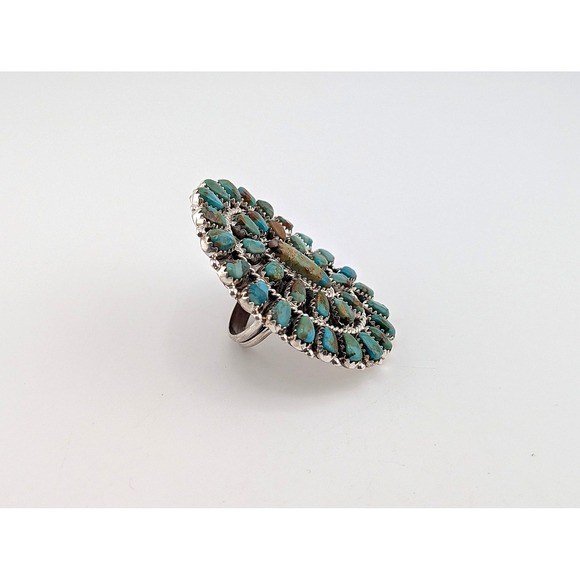 Handcrafted Navajo Cluster Ring Size 8 Women's Signed Southwest Jewelry *** - Picture 6 of 9